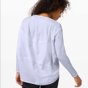 LULULEMON LA Back in Action Long Sleeve - White with Speckles - 6